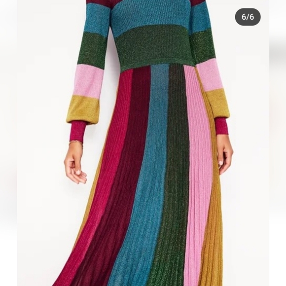 Boden NWTs Ribbed Metallic Party Dress - Picture 6 of 8